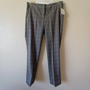 Adrienne Vittadini Gray & White Windowpayne Plaid Pants Trousers, Womens Size 10